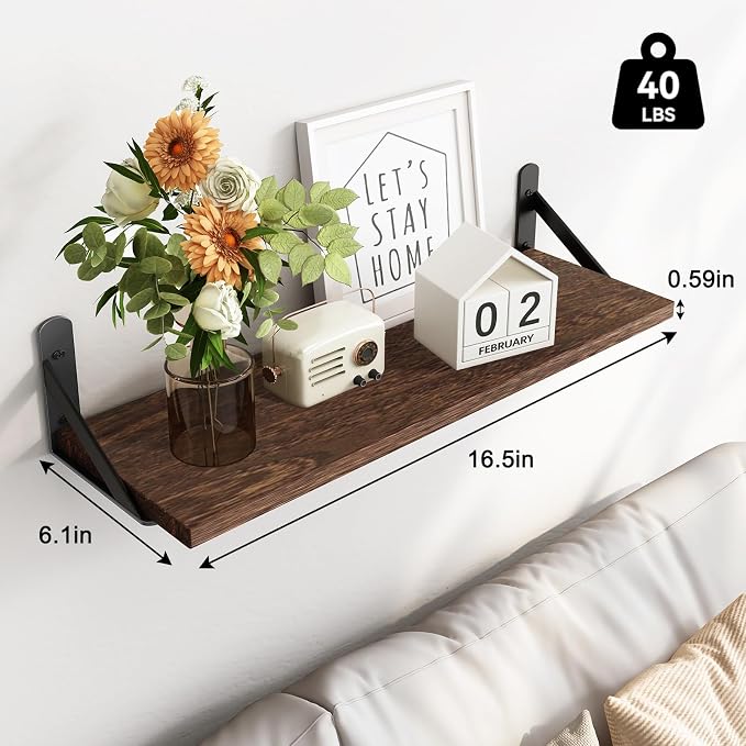 Fixwal Wall Floating Shelves for Home Decor | Wood Shelves, Natural Grain - Image 3