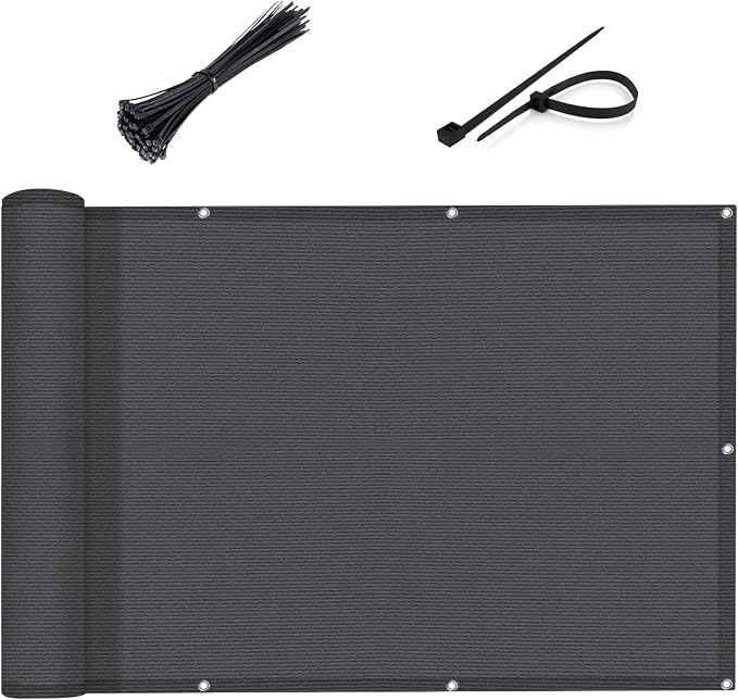 Custom Size 3'x7' Dark Grey Balcony Privacy Screen 90% UV Block | Windscreen by SUNLAX