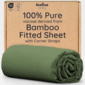 Bambaw King Fitted Sheet Only, 100% Viscose Derived from Bamboo Fitted Sheet King Size, Cooling & Soft, 16” Deep Pocket (Olive)