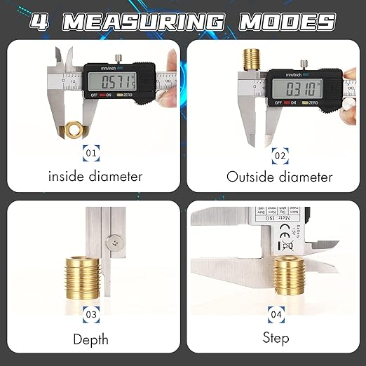 Simhevn Electronic Digital Caliper Measuring Tool, Stainless Steel Vernier Caliper Digital, Easy Switch from Inch Metric, LCD Screen,0-6inch/150mm Caliper Measuring Tool for DIY/3D Printing