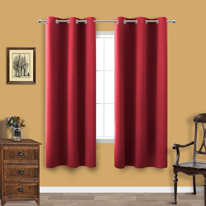 KOUFALL Red Blackout Curtains 72 Inches Long by KOUFALL