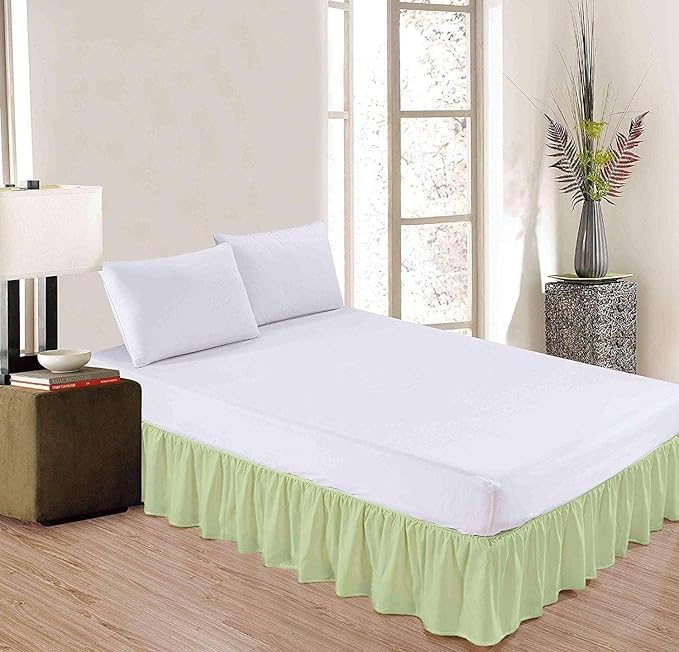 Sage Solid Ruffled Bed Skirt Cal-King-20 Inch Drop Split Corner, Microfiber Bedskirt with Platform Three Sided Coverage