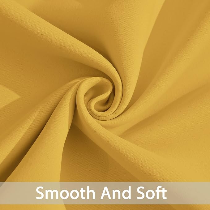 Yakamok Blackout Curtains 38x54 inch Mustard Yellow Thermal Drapes-Bedroom | 2 - Image 4