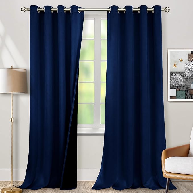 BGment Navy Blue Blackout Curtains 95 Inches Long 2 Panels Set by BGment