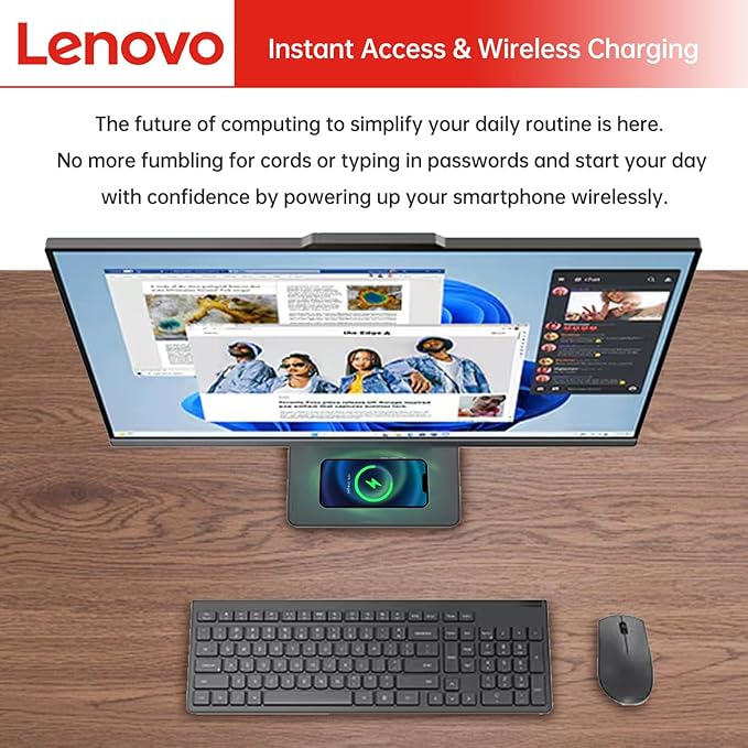 Lenovo IdeaCentre Business All-in-One, 27" FHD Touchscreen 100Hz, AMD Ryzen 5 7535HS, 16GB DDR5 RAM, 2TB SSD, Webcam, Wireless KB & Mouse, Windows 11 Home, Bundle with Adata 64GB USB Flash Drive