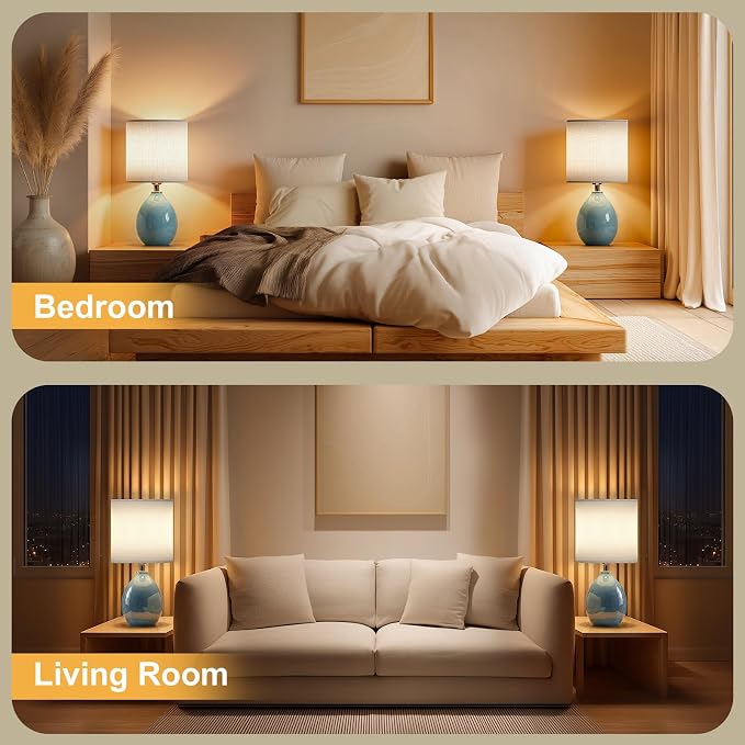 18.5" Table Lamp Set of 2 for Living Room Bedroom, Bedside Lamps for Night - Image 6