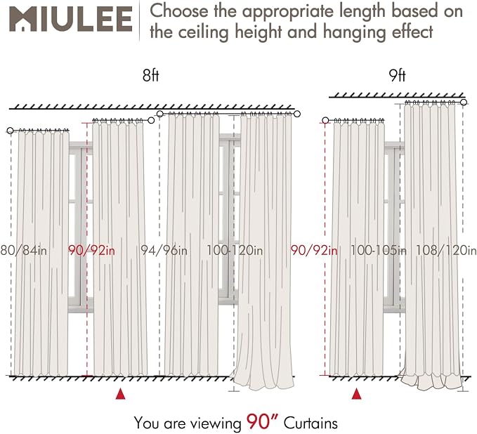 MIULEE 100% Blackout Back Tab Pleat Linen Curtains 50" Wx90 L, Dutch Cocoa | 2 - Image 8