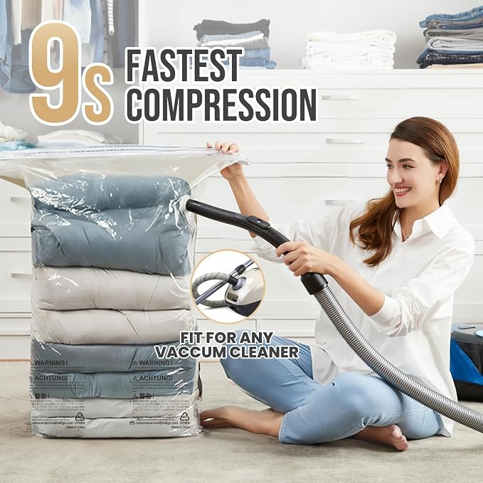 TAILI 6 Pack Vacuum Storage Bags, Jumbo Cube, Cream | Extra Large Vacuum Seal - Image 4