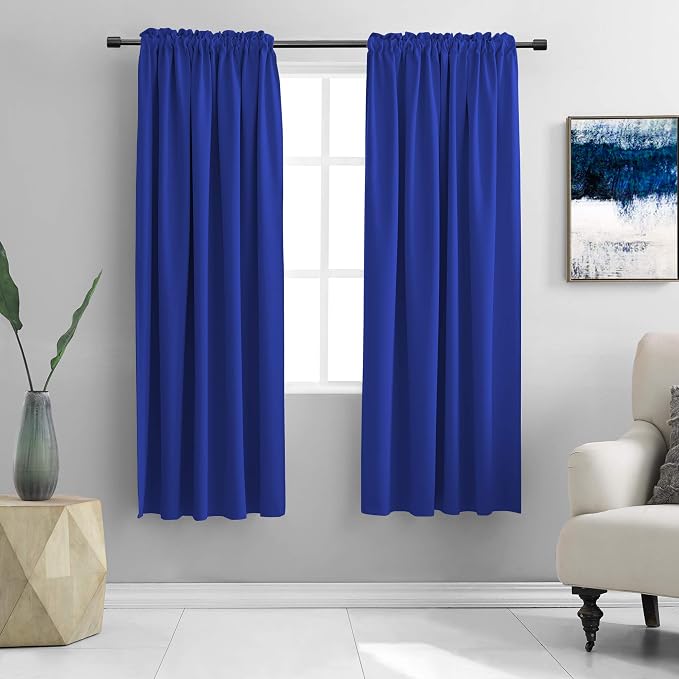 2 Panels Royal Blue Blackout Curtain Panels by DONREN