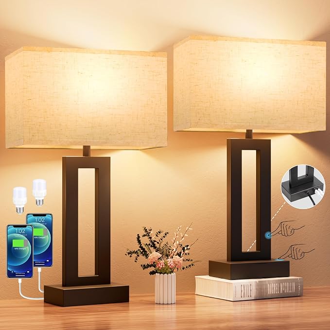 Nightstand Table Lamps for Bedrooms Set of 2 - Image 2