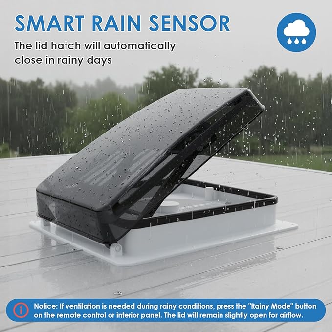 2012 Air Max 14" Vent RV Roof Vent Reversible Exhuast Fan, Ultra Low Sound RV Air Ventilation Ceiling Fan 12V Remote with Rain Sensor