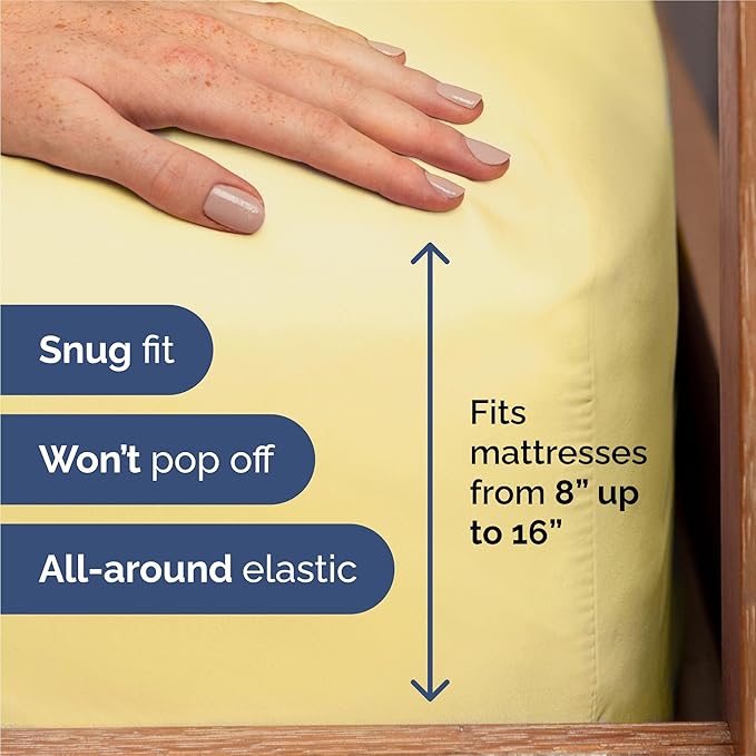Split King 7 Piece Sheet Set - Cooling & Breathable - Hotel Luxury Bedding, Includes Fitted Sheets for Women, Men, Kids and Teens - 1 Flat, 2 Fitted Sheets, 4 Pillowcases with Deep Pockets - Yellow