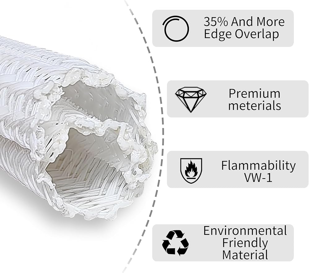 Cable Management Split Wire Loom Sleeve - Cord Hider & Protector for Desk, Pet Chew Proof, Wire Cover Organizer, Flexible Tube for Wires and Cables (3/4 & 1/2 Inch 10FT, White)