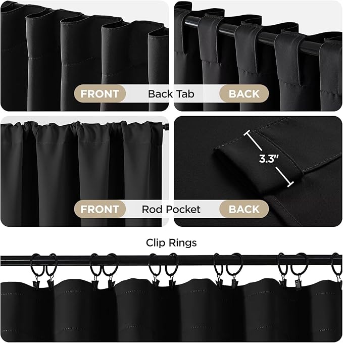 Joydeco Blackout Curtains for Bedroom, Long Black Drapes - Image 4
