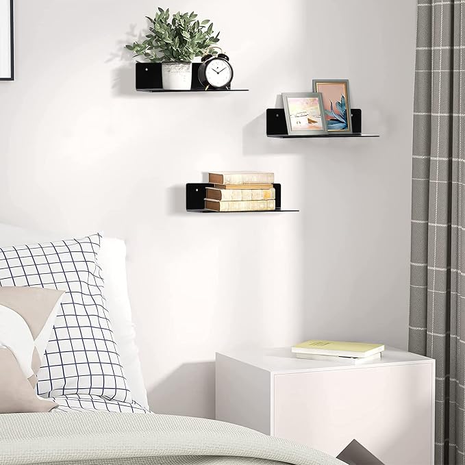 9 Inch Acrylic Floating Shelf No Drill Adhesive Wall Shelf Set of 2 - Image 7