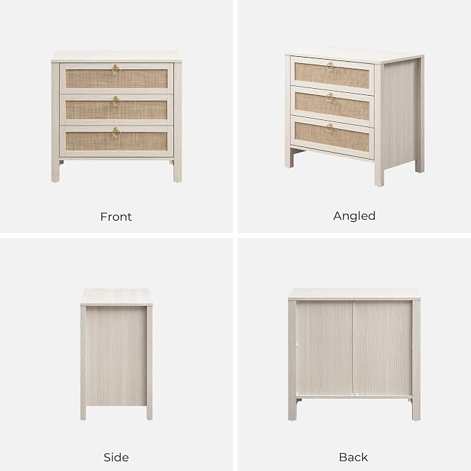 SICOTAS White Rattan Nightstand Set of 2 - Image 9