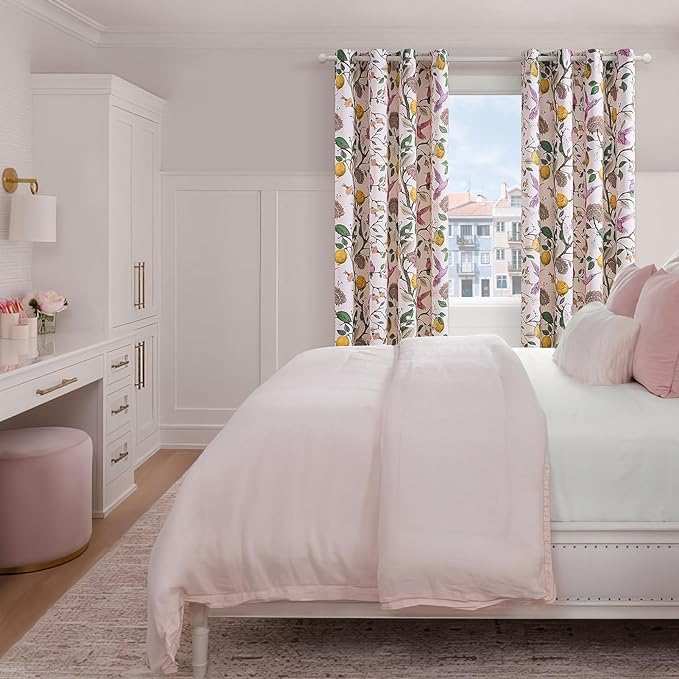 Topfinel Pink Curtains 102 Inches Long Cute Sound Dampening Pretty Vintage - Image 5