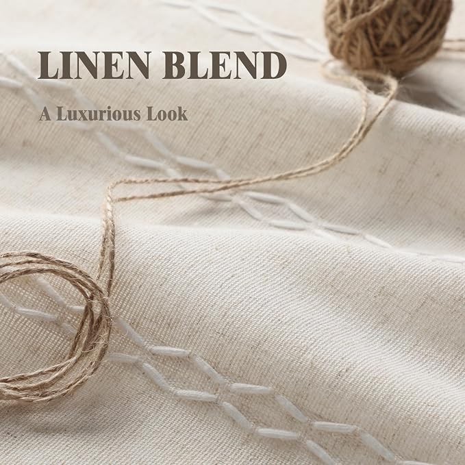 80% Boho Blackout Curtains 84 Inch Linen Blend Drapes 2 Panels | Vintage - Image 8