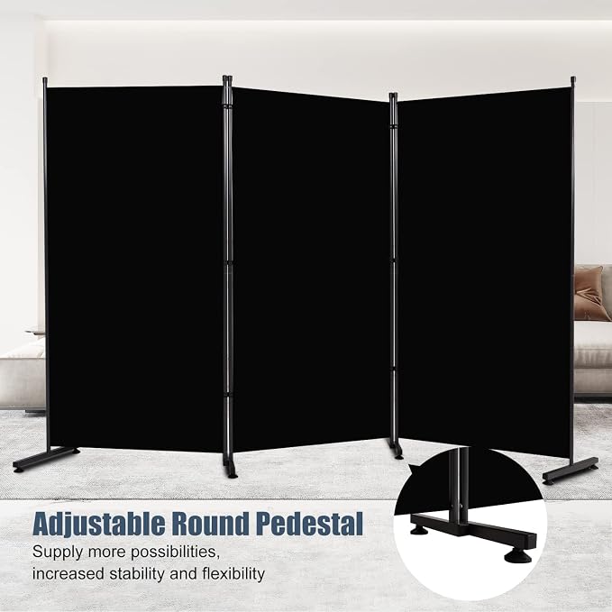 3 Panel Folding Room Divider, Privacy Screen Freestanding Space Separator | 6ft - Image 2