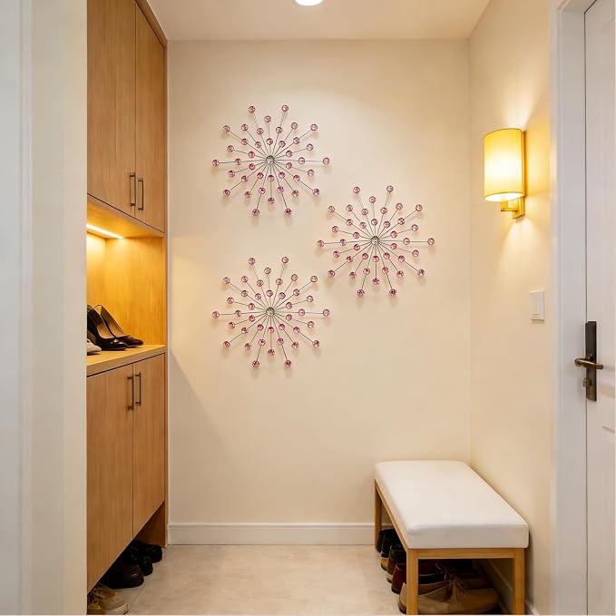 ZEXUIRU 3 Set Silver Starburst Wall Art - Image 4