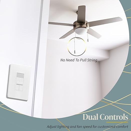TOPGREENER Combo Dimmer Switch with 3-Speed Fan Control, Light and Fan Combination Switch, Single Pole, 200W LED/CFL, Neutral Wire Not Required, Wall Plate Included, TGDSFS3-W-2PCS, White, 2 Pack