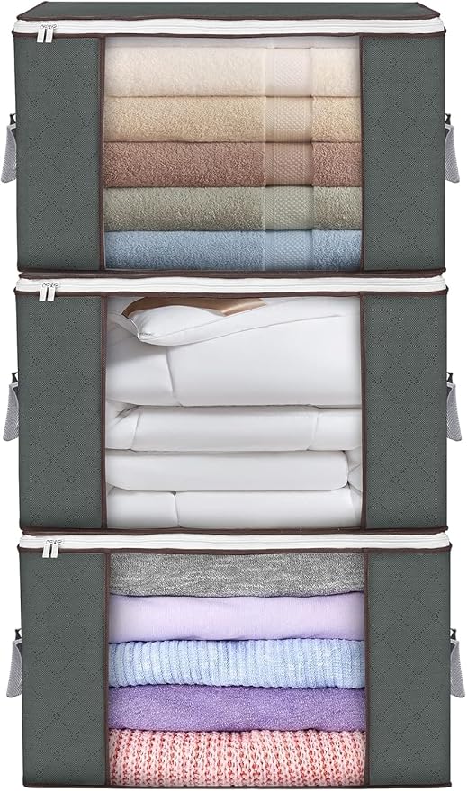90L Large Storage Bags, 3 Pack Clothes Storage Bins Closet Organizers | by BuddingJoy-BuildaJoyfulLifeforYou
