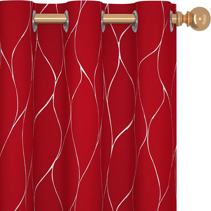 Deconovo Curtains for Living Room, Pattern Blackout Curtains 84 Inches Long | - Image 2