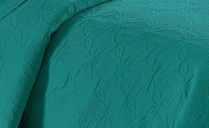 Fancy Linen 3pc Embossed Coverlet Bedspread Set Oversized Bed Cover Solid - Image 2