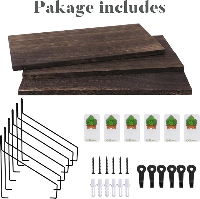 Elevate Your Space with Rustic Wood Floating Shelves Set of 3- Perfect - Image 7