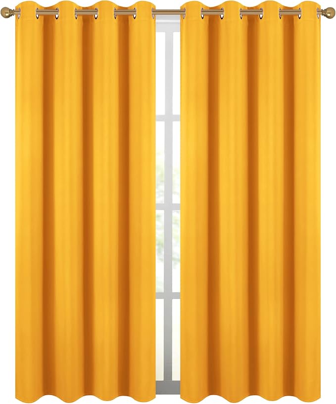 Diraysid Yellow Grommet Blackout Curtains - Image 2