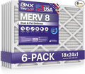 BNX TruFilter 18x24x1 Air Filter MERV 8 (6-Pack) - MADE IN USA – Dust & Pet Defense Electrostatic Pleated Air Conditioner HVAC AC Furnace Filters for Dust, Pet, Mold, Pollen MPR 600 – 700 & FPR 5