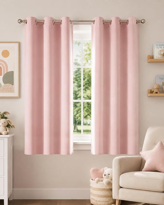 NICETOWN Blush Pink Blackout Curtains 63 Inches Long 2 Panels | W40"xL63" by NICETOWN