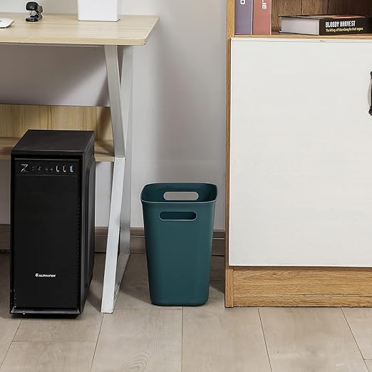 UUJOLY Plastic Small Bathroom Trash Can, 3.5 Gallon, Bluish Green, 2 Pack | - Image 3
