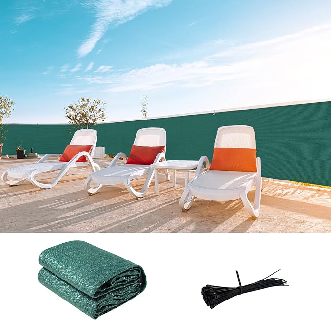 LOVE STORY Custom Size 3' x 1' Balcony Privacy Screen Cover, Dark Green | HDPE by LOVESTORY