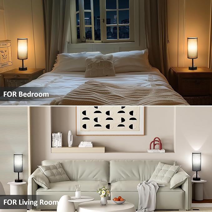 Black Bedside Table Lamps Set of 2 - Image 7