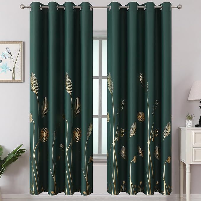 Green Thermal Insulated Blackout Curtains 72 Inches Long by ESTELARTEXTILER