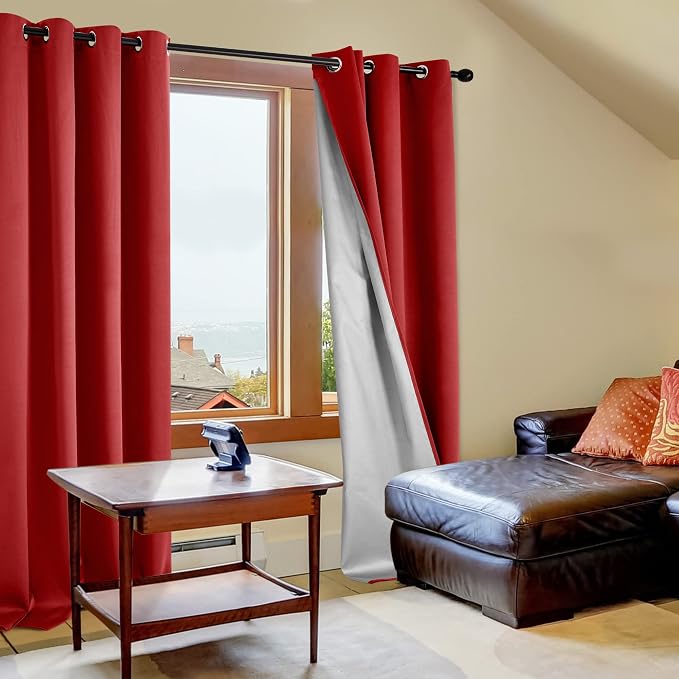 Deconovo Red Blackout Curtains for Bedroom, Room Darkening Thermal Insulated - Image 2