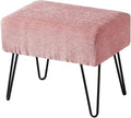 Home Soft Things Pink Jacquard Chenille Ottoman, Tanga-Rose Quartz, Fuzzy Entry by HomeSoftThings