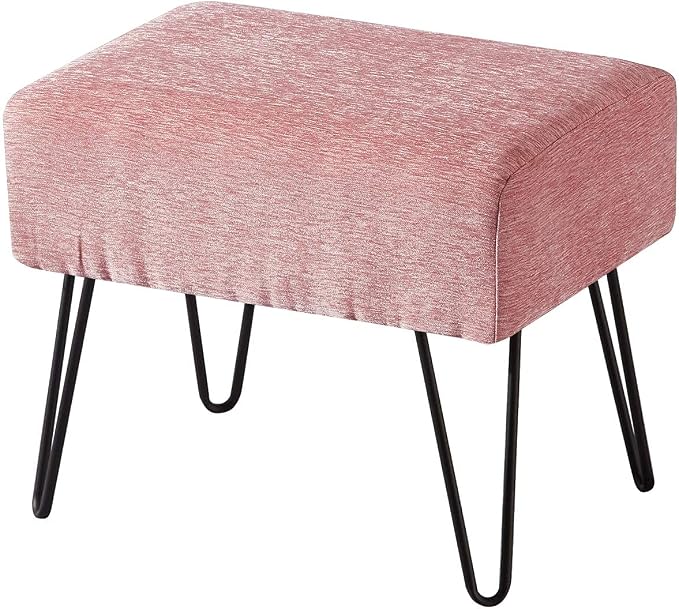 Home Soft Things Pink Jacquard Chenille Ottoman, Tanga-Rose Quartz, Fuzzy Entry by HomeSoftThings