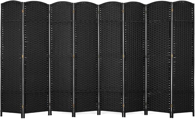 Room Divider 8 Panel 5.6 FT Tall Privacy Screen Waterproof Wood Frame Partition by PayLessHere