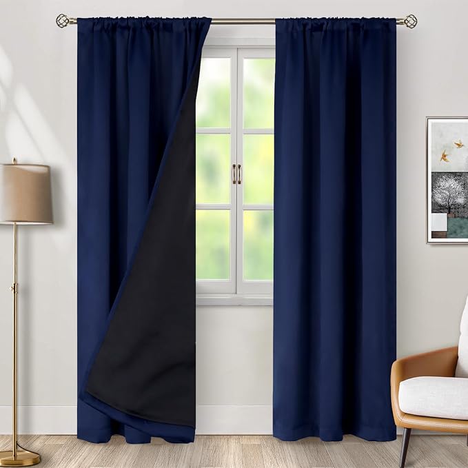 BGment Navy Blue 100% Blackout Curtains - Image 2