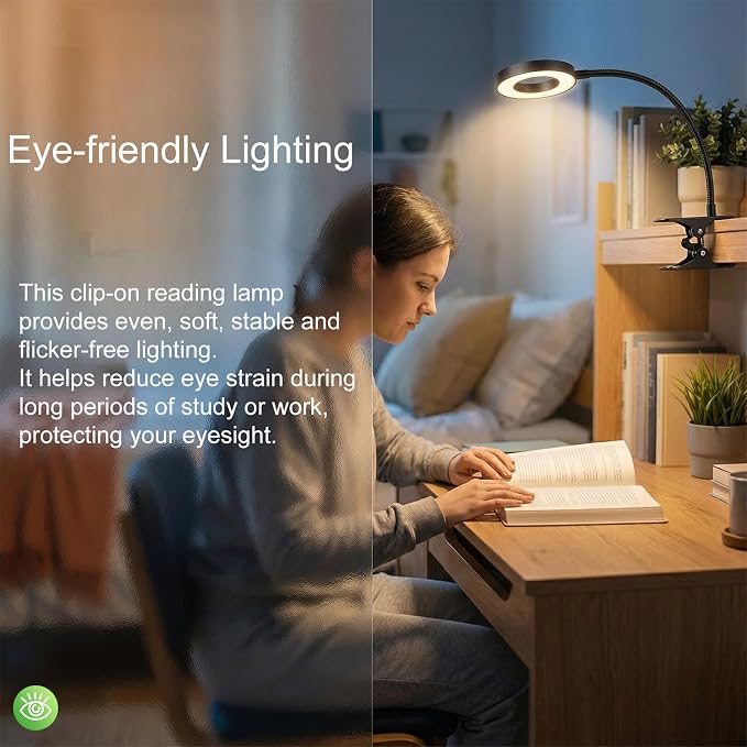 Reading lamp with Clamp, 3 Color Modes & 10 Brightness | Portable LED Desk Light - Image 4