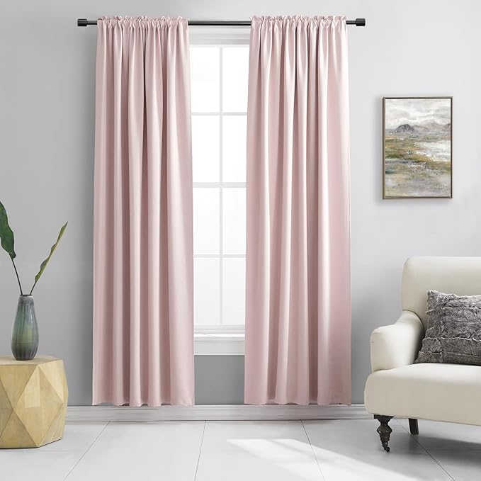 Blush Pink Curtains 80 Inches Long by DONREN