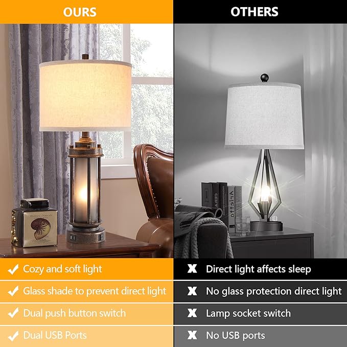AIEAMPDO 25" Farmhouse Lamps for Living Room - Image 2