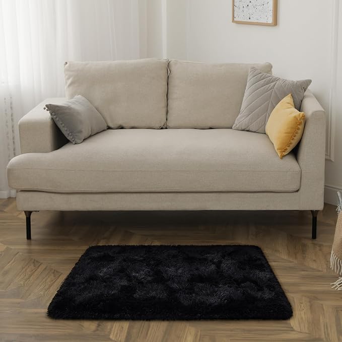HOMORE Small Rugs for Bedroom 2x3 Feet Black Rug for Bedside Living Room | Soft - Image 2