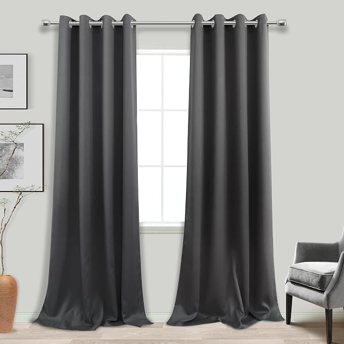 KOUFALL Extra Long Curtains 105 Inch, Dark Grey - Image 4