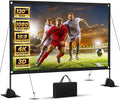 120inch Outdoor Projector Screen with Stand: 16:9 4K HD Portable Projector Screen Outdoor Indoor - Front/Rear Movie Screen with Carry Bag, Sandbag - Projection Screen for Backyard, Camping, Theater