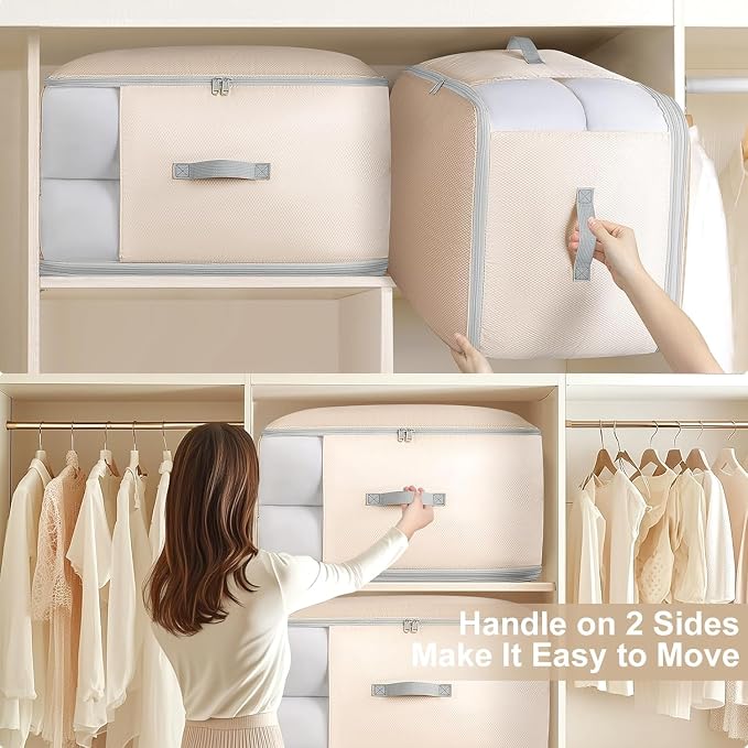Comforter Storage Bag -130L Large Capacity Blanket Storage Bags 3-Layer Ultra - Image 4
