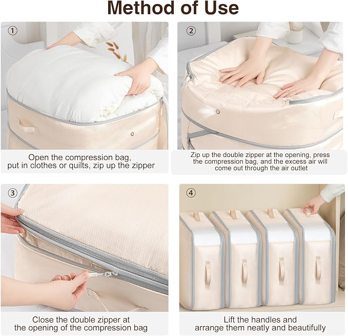 4 Pack Compression Storage Bags - 110L Large Capacity Comforter Storage Bag - Image 4