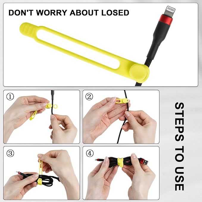 100Pcs Silicone Cable Ties, Cord Organizer Cable Management-Multi | Reusable - Image 3
